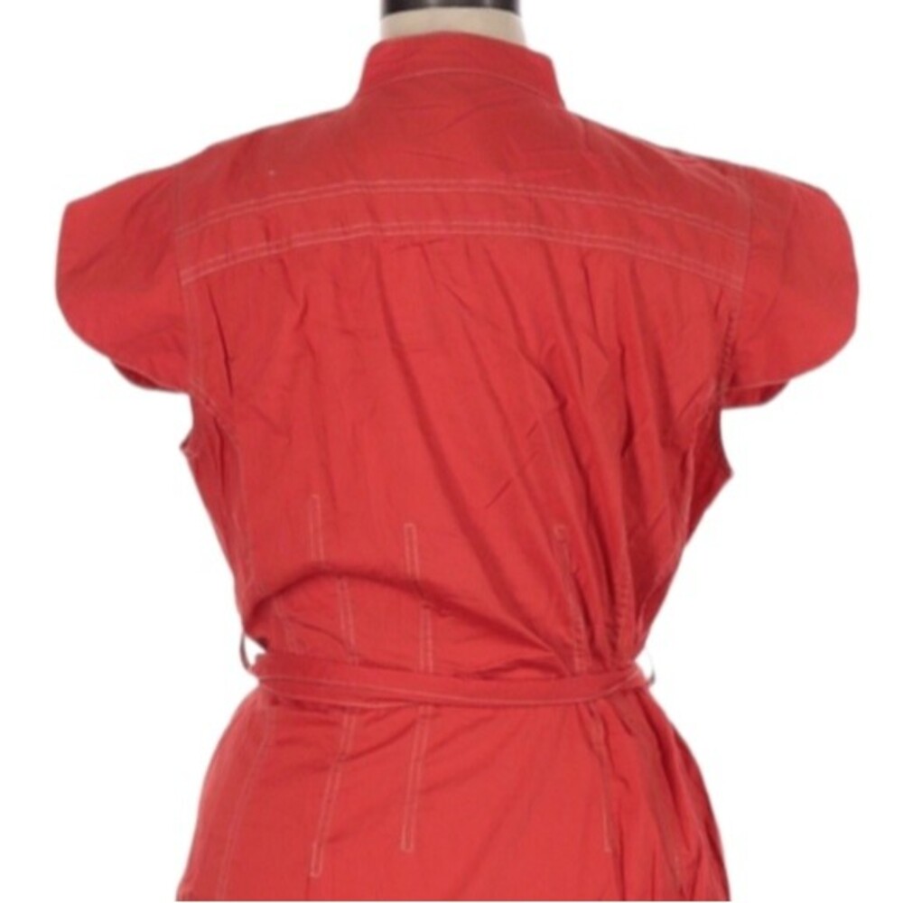 Ashley Stewart Shirt Dress Size 14W Short Sleeve V-Neck Mini Belted Tie Waist - Picture 5 of 7